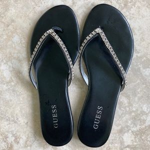 Sandals black slip on flats